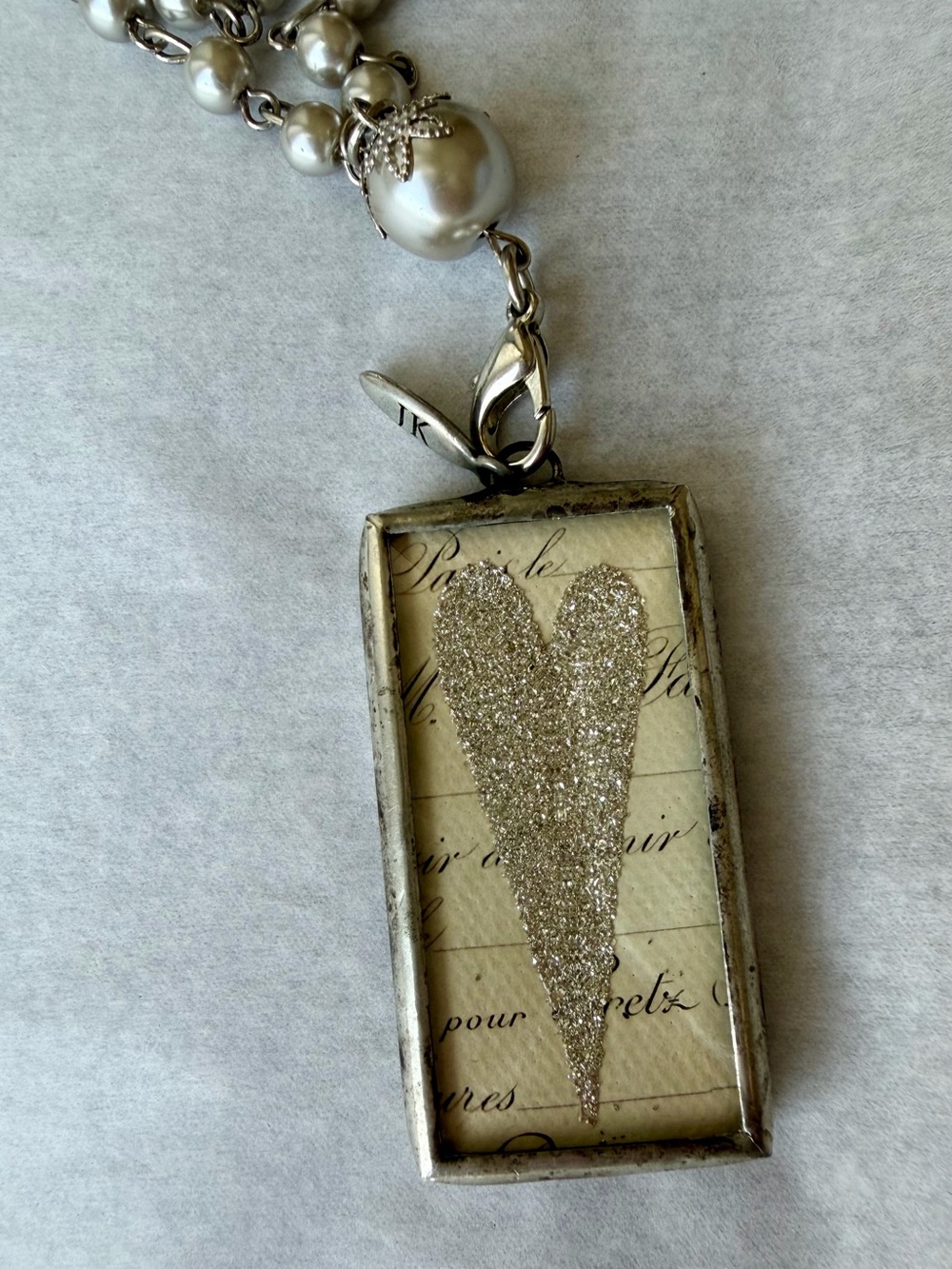 Jewel Kade Double Strand Pearl Reversible "Follow Your Heart" Pendant Necklace